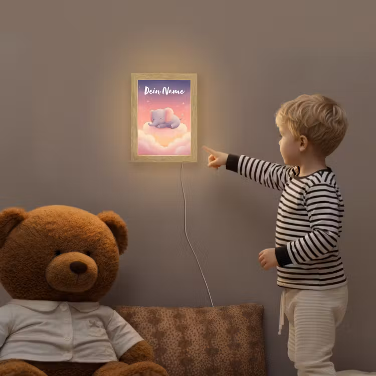 Dier - Roze - Wolken Light Box met kabel (Kinderlampje) klein -sfeer4a_kind