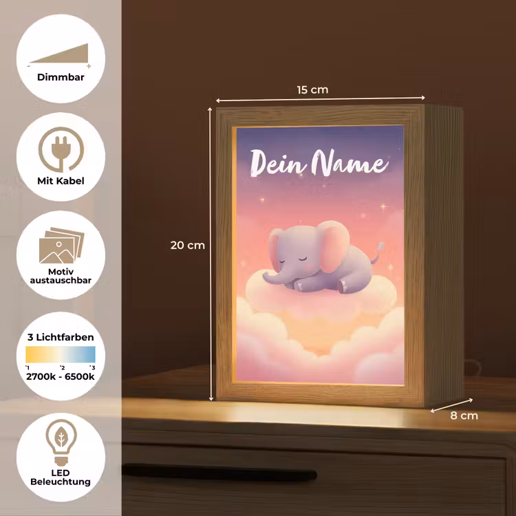 Dier - Roze - Wolken Light Box met kabel (Kinderlampje) klein -USP_websiteoverzichtDE