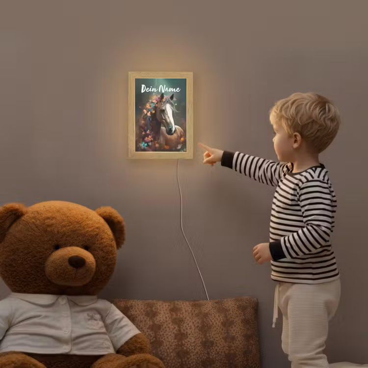 Dieren - Paard - Natuur - Vlinder - Bloemen Light Box met kabel (Kinderlampje) klein -sfeer4a_kind