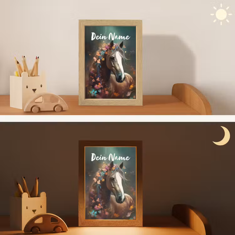 Dieren - Paard - Natuur - Vlinder - Bloemen Light Box met kabel (Kinderlampje) klein -sfeer3_kind