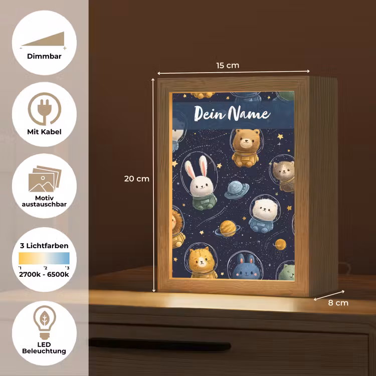 Dieren - Sterrenhemel - Ruimte Light Box met kabel (Kinderlampje) klein -USP_websiteoverzichtDE