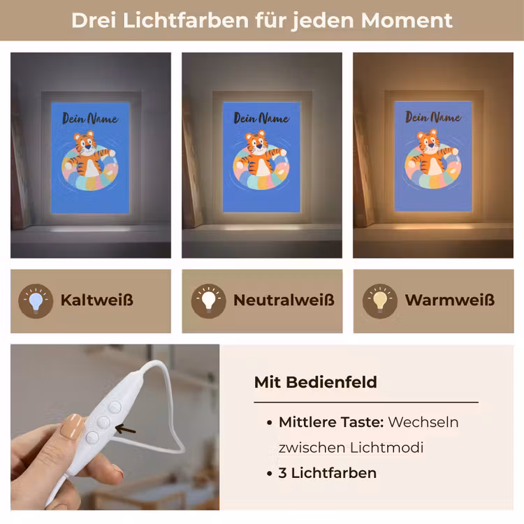 Tijger - Zwemband - Water Light Box met kabel (Kinderlampje) klein -USP_lichtkleurDE