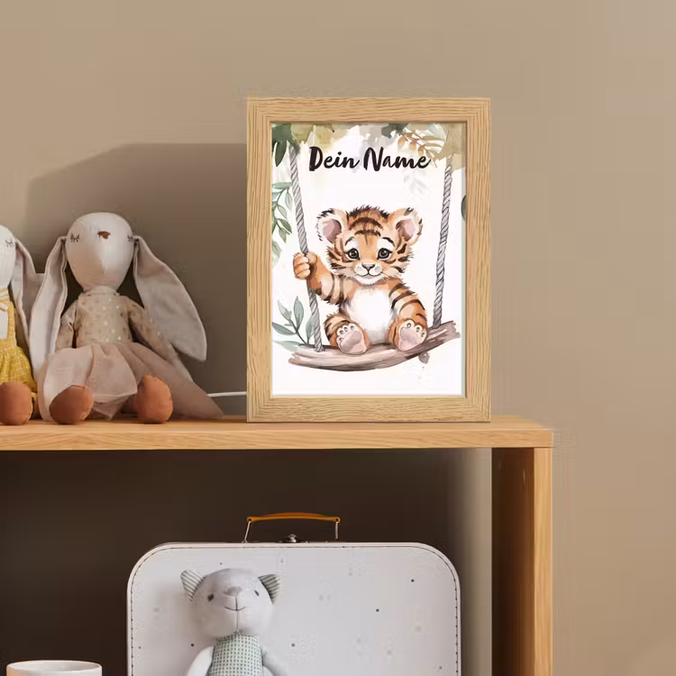 Tijger - Dier - Kinderen - Jungle Light Box met kabel (Kinderlampje) klein -sfeer2_kind