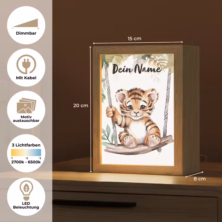 Tijger - Dier - Kinderen - Jungle Light Box met kabel (Kinderlampje) klein -USP_websiteoverzichtDE