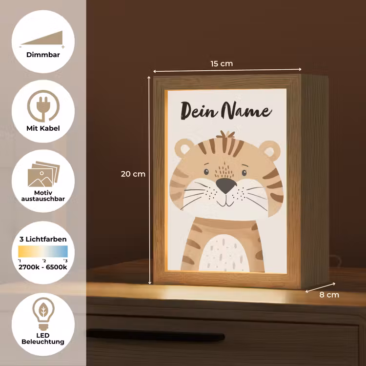 Tijger - Wilde dieren - Pastel Light Box met kabel (Kinderlampje) klein -USP_websiteoverzichtDE