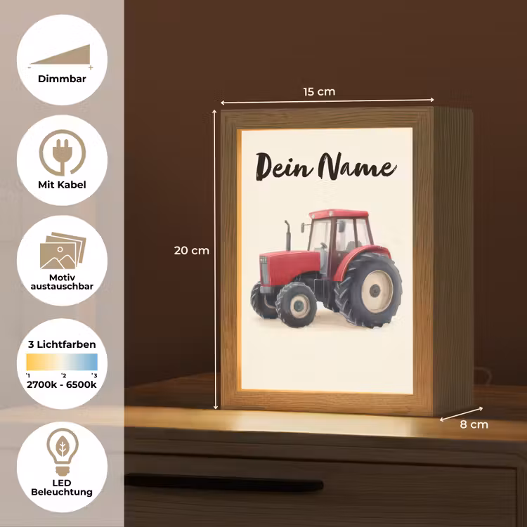 Tractor - Getekend - Rood Light Box met kabel (Kinderlampje) klein -USP_websiteoverzichtDE