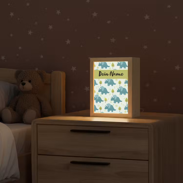 Triceratop - Dino - Stippen - Boompjes Light Box met kabel (Kinderlampje) klein -sfeer1_kind