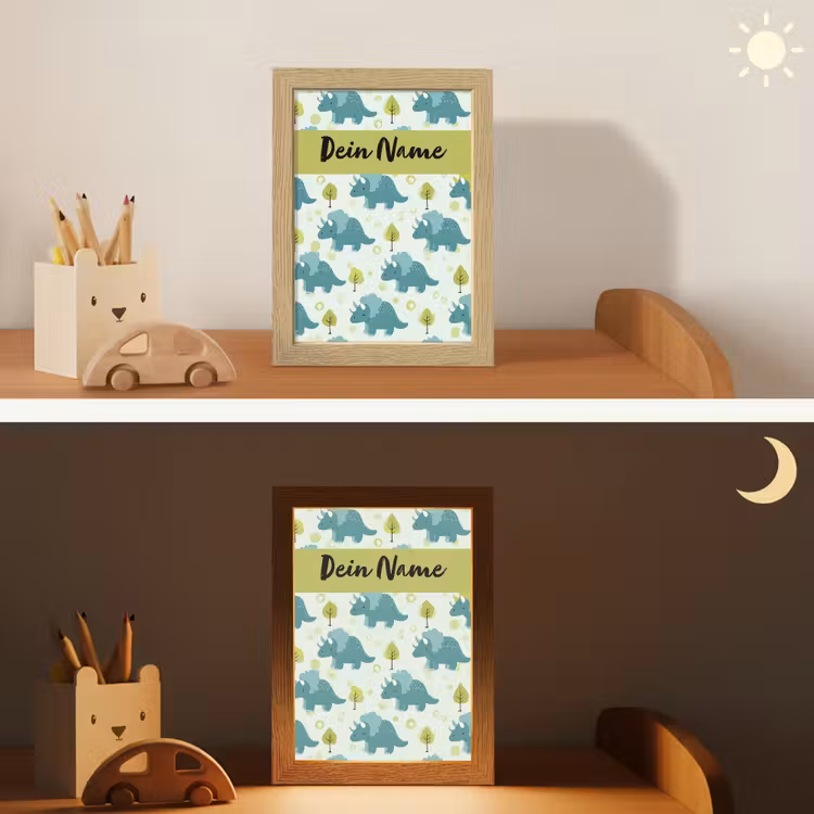 Triceratop - Dino - Stippen - Boompjes Light Box met kabel (Kinderlampje) klein -sfeer3_kind