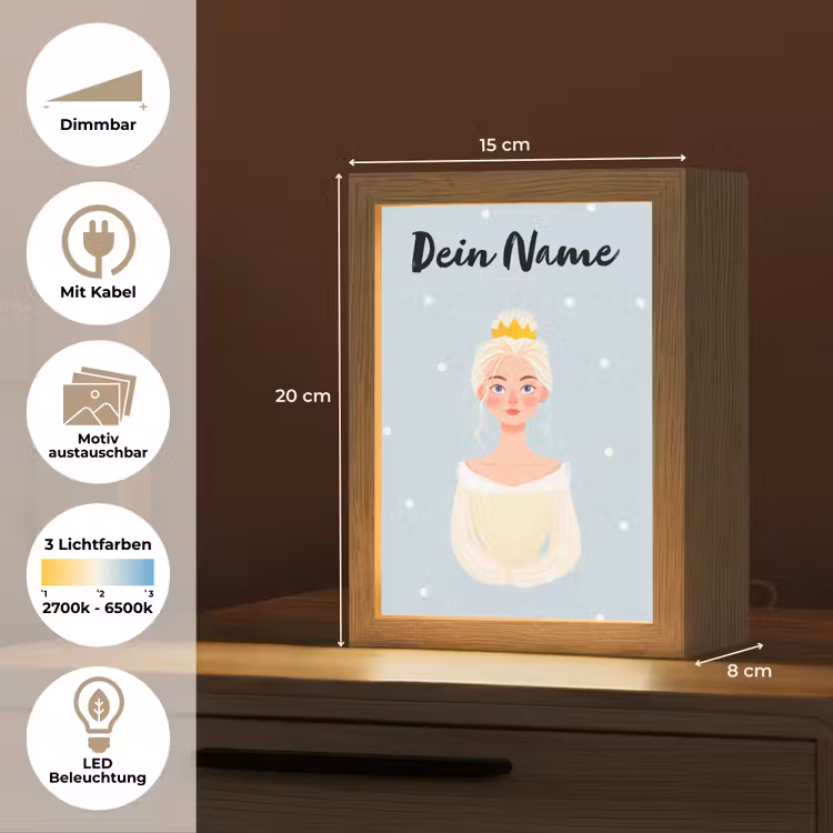 Stippen - Prinses - Kroon - Blond Light Box met kabel (Kinderlampje) klein -USP_websiteoverzichtDE