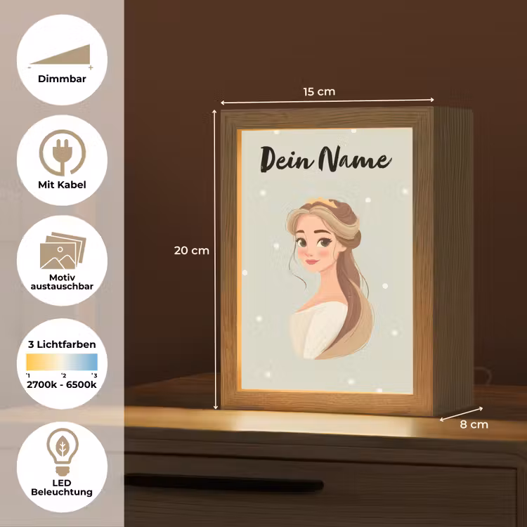 Stippen - Prinses - Kroon - Haar Light Box met kabel (Kinderlampje) klein -USP_websiteoverzichtDE