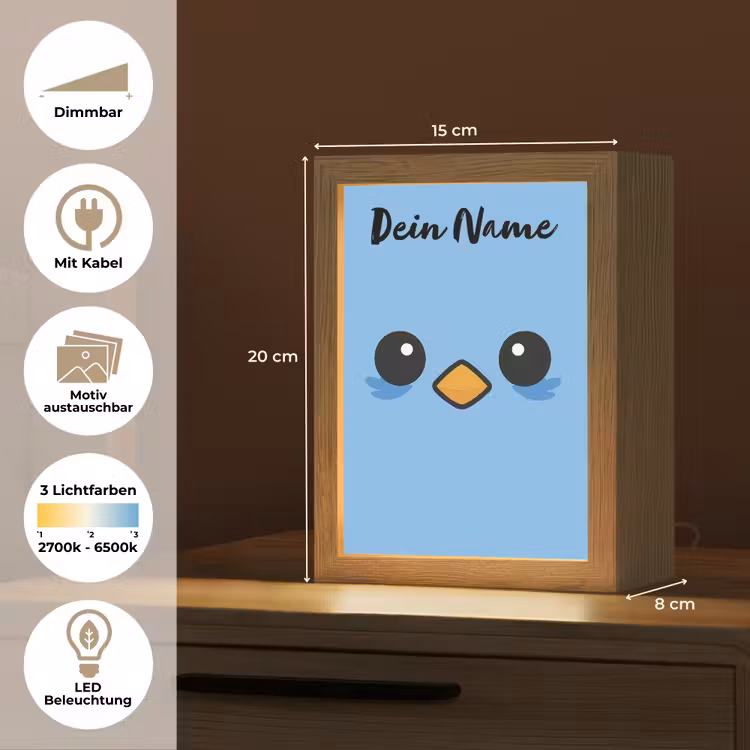 Vogel - Blauw - Gezicht Light Box met kabel (Kinderlampje) klein -USP_websiteoverzichtDE