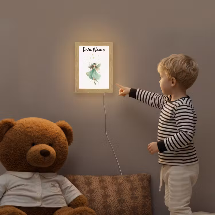 Bosfee - Groen - Sprookje Light Box met kabel (Kinderlampje) klein -sfeer4a_kind
