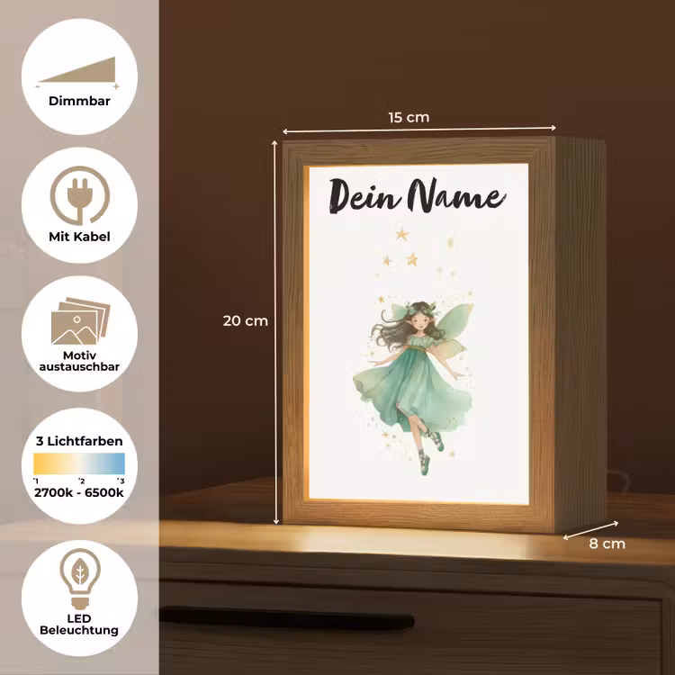 Bosfee - Groen - Sprookje Light Box met kabel (Kinderlampje) klein -USP_websiteoverzichtDE