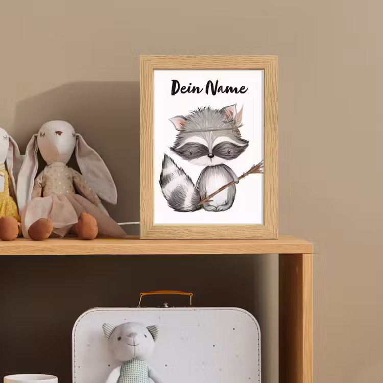 Wasbeer - Dier - Bosdieren Light Box met kabel (Kinderlampje) klein -sfeer2_kind