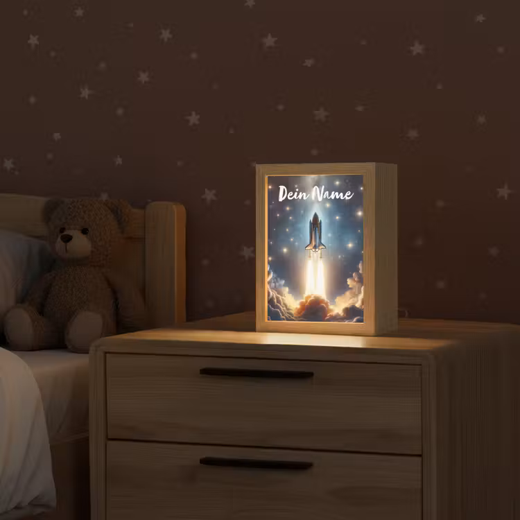 Ruimtevaart - Raket - Space - Sterren Light Box met kabel (Kinderlampje) klein -sfeer1_kind