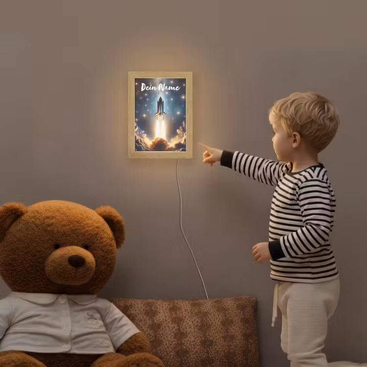 Ruimtevaart - Raket - Space - Sterren Light Box met kabel (Kinderlampje) klein -sfeer4a_kind