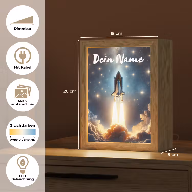 Ruimtevaart - Raket - Space - Sterren Light Box met kabel (Kinderlampje) klein -USP_websiteoverzichtDE