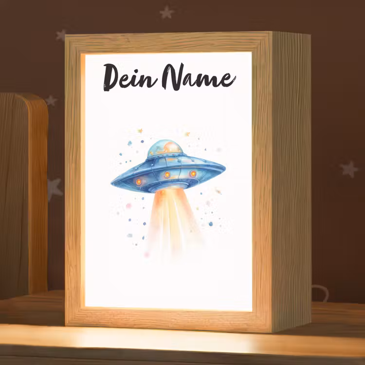 Ruimte - Ufo - Sterren Light Box met kabel (Kinderlampje) klein -zzz_3d_website