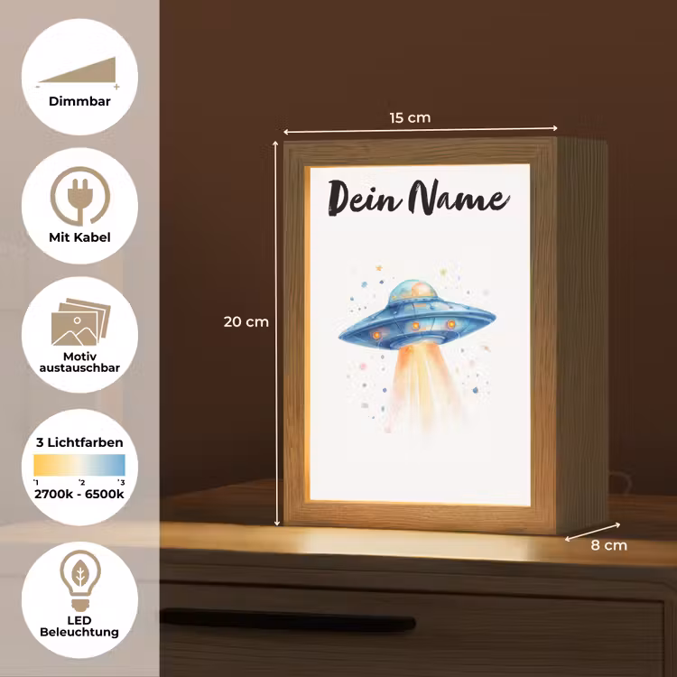 Ruimte - Ufo - Sterren Light Box met kabel (Kinderlampje) klein -USP_websiteoverzichtDE
