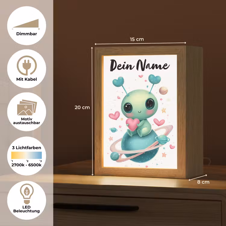 Ruimte - Wezen - Hartjes - Planeet Light Box met kabel (Kinderlampje) klein -USP_websiteoverzichtDE