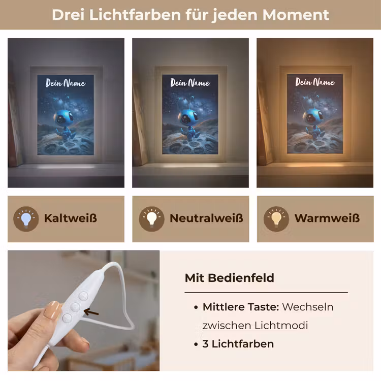 Ruimtewezen - Blauw - Galaxy Light Box met kabel (Kinderlampje) klein -USP_lichtkleurDE