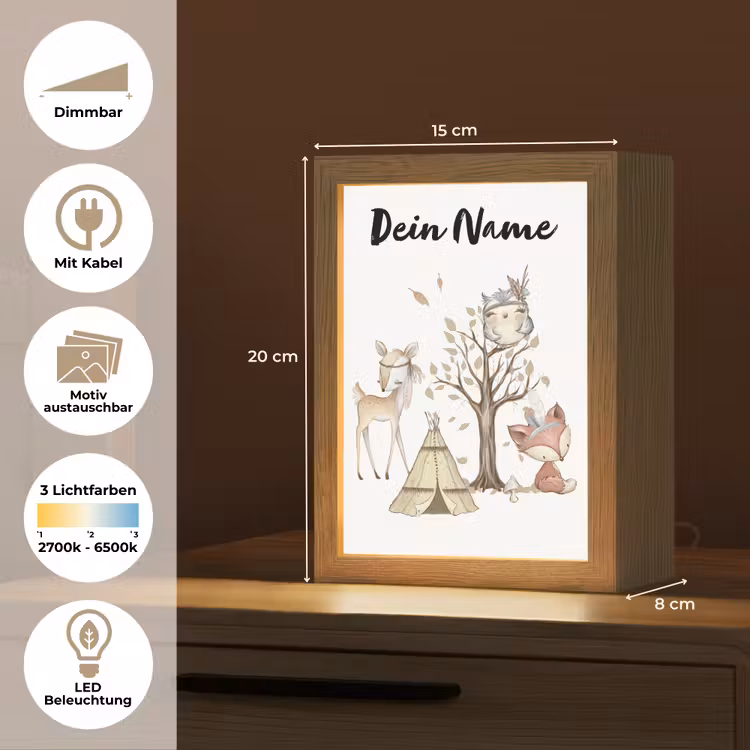 Wilde dieren - Bos - Illustratie Light Box met kabel (Kinderlampje) klein -USP_websiteoverzichtDE