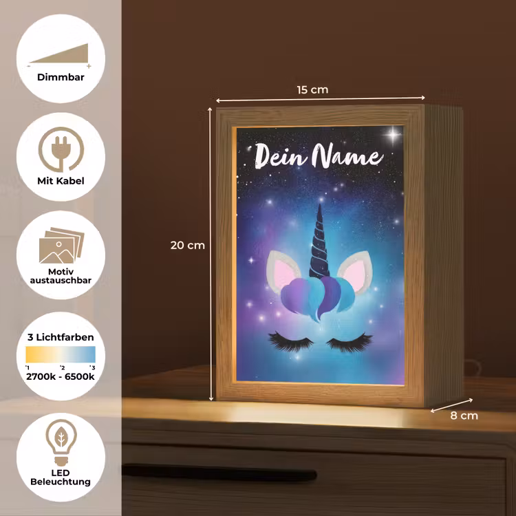 Wimpers - Eenhoorn - Sterren - Blauw Light Box met kabel (Kinderlampje) klein -USP_websiteoverzichtDE