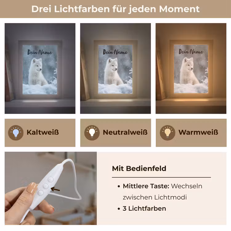 Wolf - Pup - Sneeuw Light Box met kabel (Kinderlampje) klein -USP_lichtkleurDE