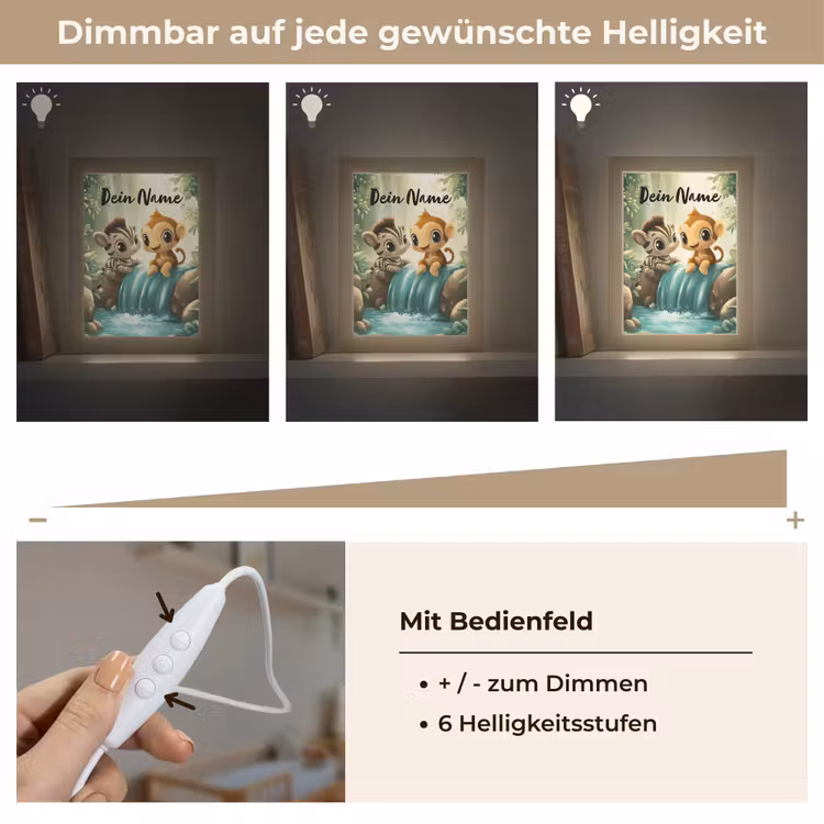 Zebra - Aapje - Waterval - Rotsen Light Box met kabel (Kinderlampje) klein -USP_dimbaarDE