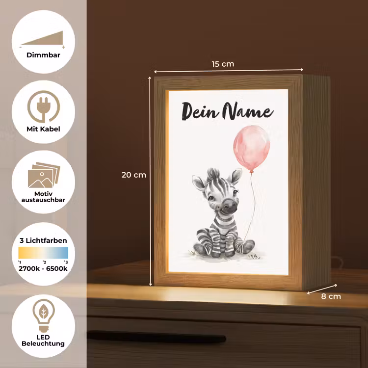 Zebra - Baby - Dieren - Roze ballon Light Box met kabel (Kinderlampje) klein -USP_websiteoverzichtDE