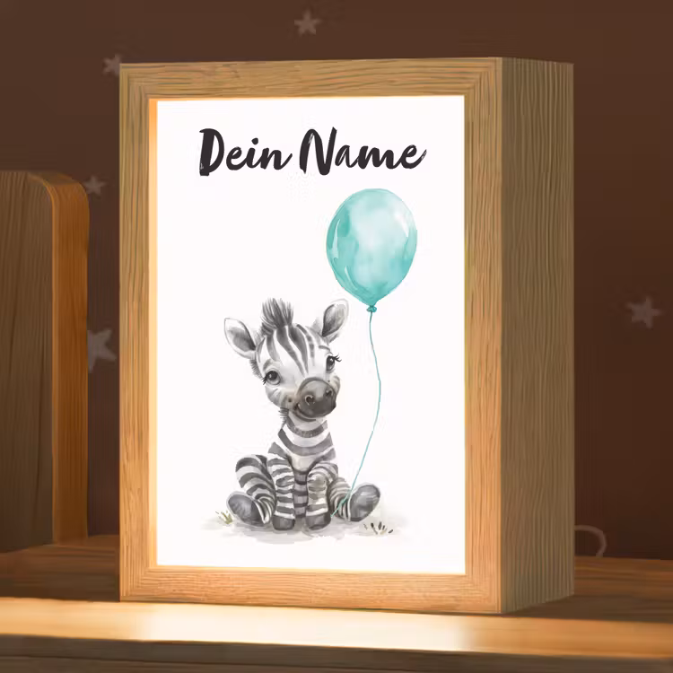 Zebra - Baby dier - Blauwe ballon Light Box met kabel (Kinderlampje) klein -zzz_3d_website