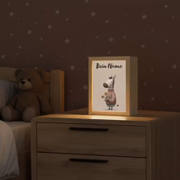 Zebra - Zonnebloemen - Warm Light Box met kabel (Kinderlampje) klein -sfeer1_kind