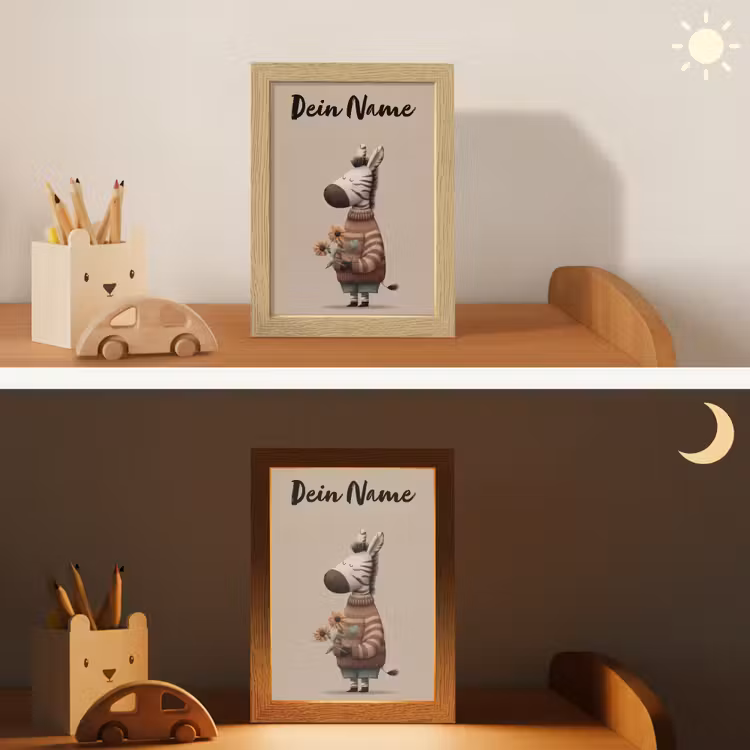 Zebra - Zonnebloemen - Warm Light Box met kabel (Kinderlampje) klein -sfeer3_kind