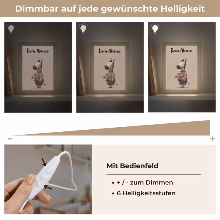 Zebra - Zonnebloemen - Warm Light Box met kabel (Kinderlampje) klein -USP_dimbaarDE