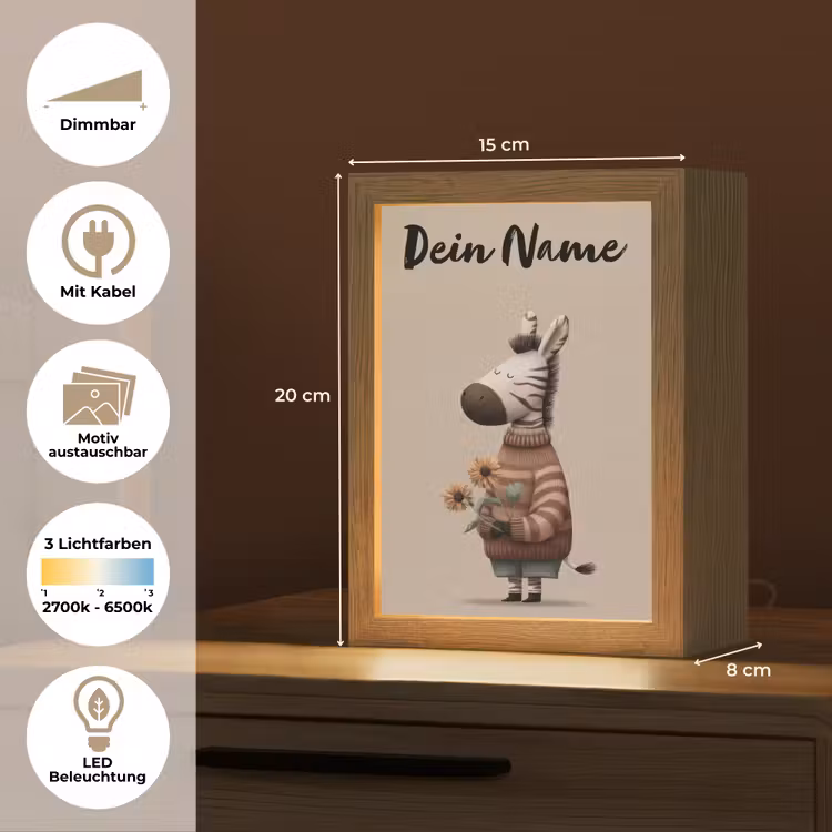Zebra - Zonnebloemen - Warm Light Box met kabel (Kinderlampje) klein -USP_websiteoverzichtDE