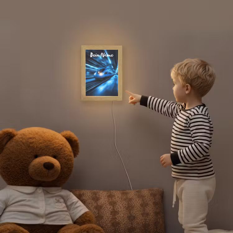 Trein - Blauw - Neon Light Box met kabel (Kinderlampje) klein -sfeer4a_kind