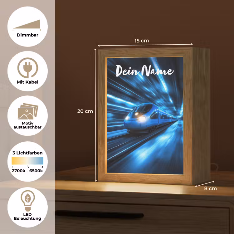 Trein - Blauw - Neon Light Box met kabel (Kinderlampje) klein -USP_websiteoverzichtDE