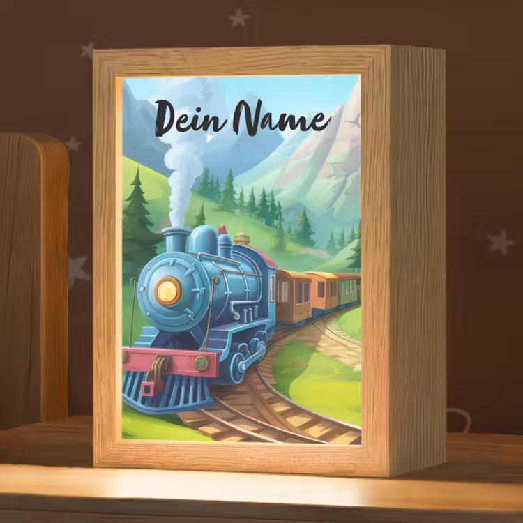 Trein - Bloemen - Kinderen - Natuur Light Box met kabel (Kinderlampje) klein -zzz_3d_website