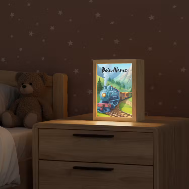 Trein - Bloemen - Kinderen - Natuur Light Box met kabel (Kinderlampje) klein -sfeer1_kind