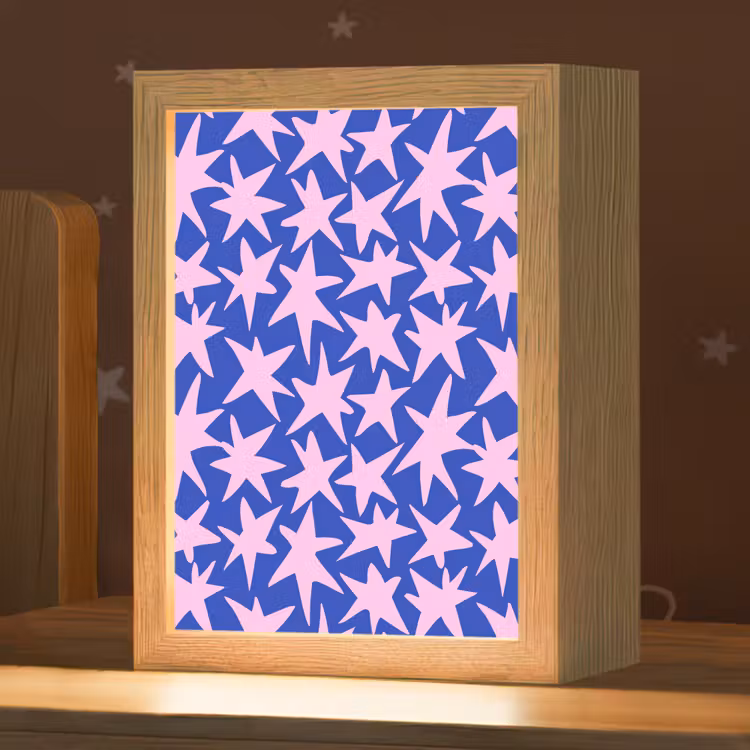 Modern - Sterren - Blauw Light Box met kabel (Kinderlampje) klein 904 -zzz_3d_website