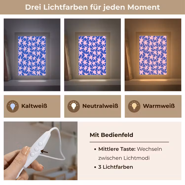 Modern - Sterren - Blauw Light Box met kabel (Kinderlampje) klein 904 -USP_lichtkleurDE