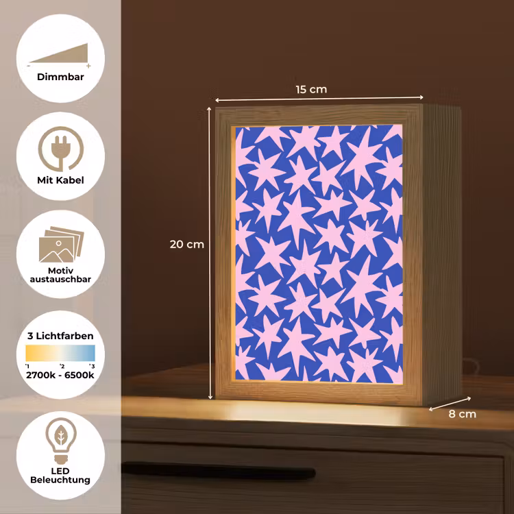Modern - Sterren - Blauw Light Box met kabel (Kinderlampje) klein 904 -USP_websiteoverzichtDE