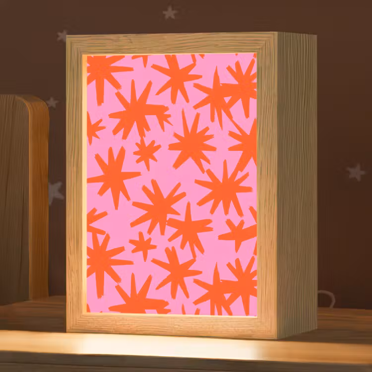 Modern - Sterren - Roze Light Box met kabel (Kinderlampje) klein 904 -zzz_3d_website