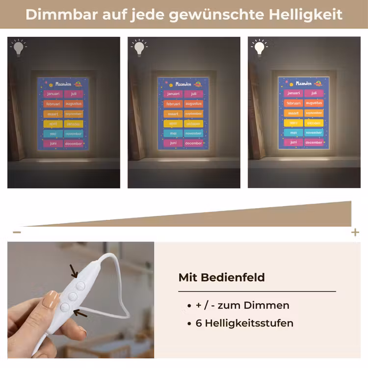 Maanden - Educatief - Leren voor kinderen - Ruimte Light Box met kabel klein -USP_dimbaarDE