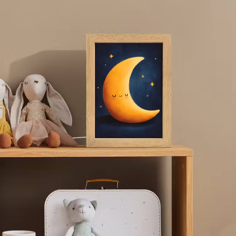 Maan - Geel - Sterren - Gezichtje Light Box met kabel klein -sfeer2_kind