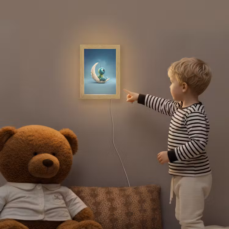 Maan - Ruimtewezen - Blauw Light Box met kabel klein -sfeer4a_kind