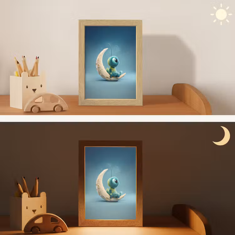 Maan - Ruimtewezen - Blauw Light Box met kabel klein -sfeer3_kind