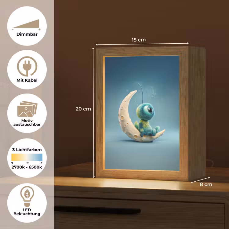 Maan - Ruimtewezen - Blauw Light Box met kabel (Kinderlampje) klein -USP_websiteoverzichtDE