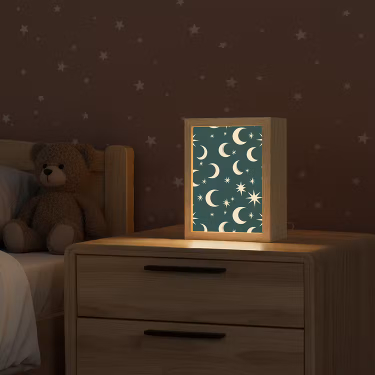 Manen - Sterren - Groen Light Box met kabel (Kinderlampje) klein 904 -sfeer1_kind