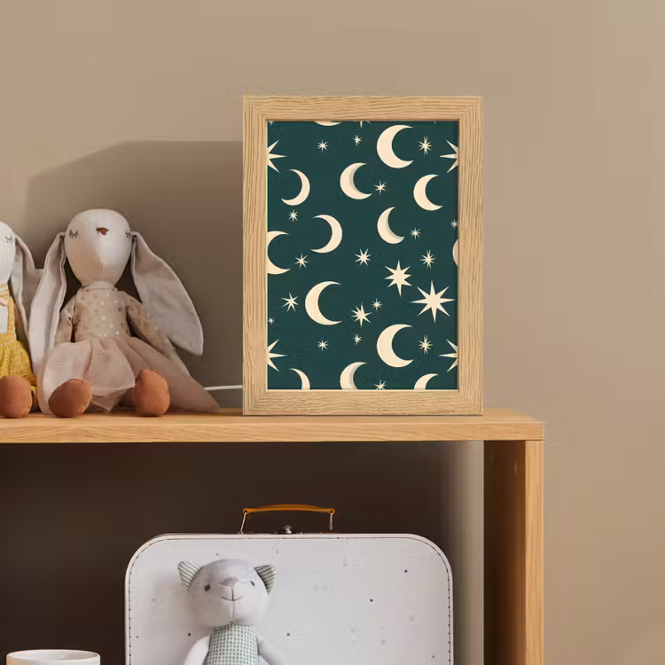 Manen - Sterren - Groen Light Box met kabel (Kinderlampje) klein 904 -sfeer2_kind